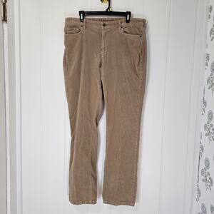Lands End Mid Rise Straight Corduroy Brown Pant Casual Size 16 Tall